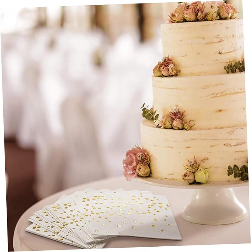 FRCOLOR 100 قطعة مناديل مطبوعة بنقاط رقائق ذهبية لحفلات الزفاف وأعياد الميلاد والعشاء - Image 5